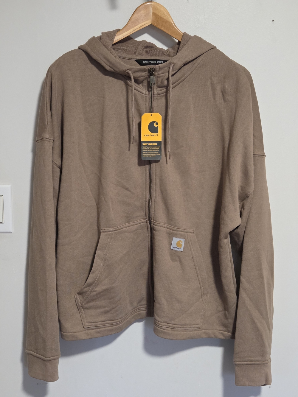 Carhartt Tan Full-Zip Hooded Sweatshirt